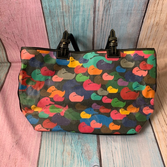 DOONEY & BOURKE Vintage Y2K βWonder Duckβ Multicolor Duck Print Rainbow Tote - Picture 6 of 14